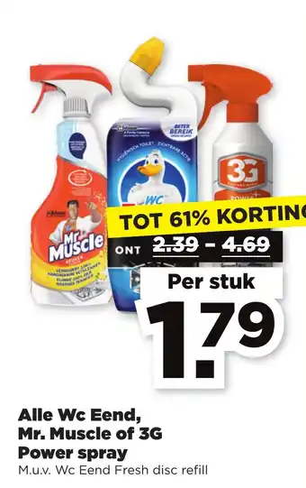 PLUS Alle Wc Eend, Mr. Muscle of 3G Power spray aanbieding