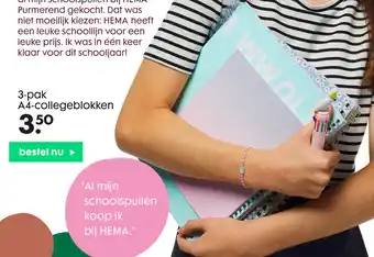 HEMA 3-pak A4-collegeblokken aanbieding