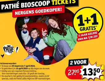 Kruidvat PATHÉ BIOSCOOP TICKETS aanbieding