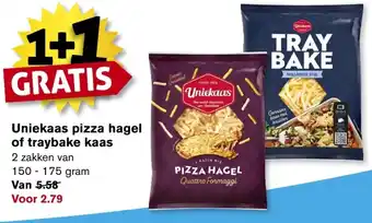 Hoogvliet Uniekaas pizza hagel of traybake kaas aanbieding