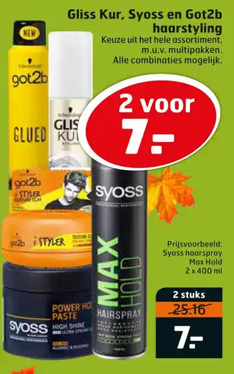 Trekpleister Gliss Kur, Syoss en Got2b haarstyling aanbieding