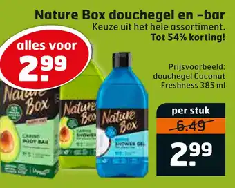 Trekpleister Nature Box douchegel en -bar aanbieding