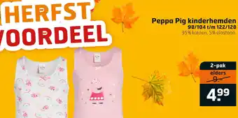 Trekpleister Peppa Pig kinderhemden 98/104 t/m 122/128 aanbieding