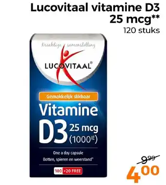 Trekpleister Lucovitaal vitamine D3 25 mcg aanbieding