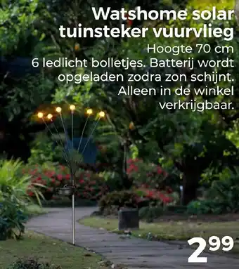 Trekpleister Watshome solar tuinsteker vuurvlieg aanbieding