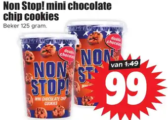 Dirk Non stop mini chocolate chip cookies 125 gram aanbieding