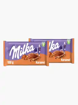 Flink Milka Chocoladereep Karamel 100g 2x aanbieding