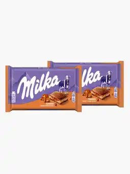 Flink Milka Chocoladereep Karamel 100g 2x aanbieding