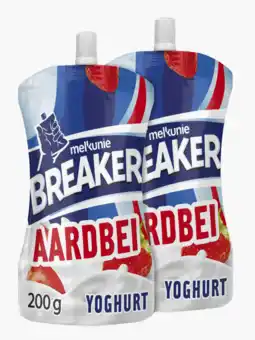 Flink Melkunie Breaker aardbei yoghurt 200g 2x aanbieding