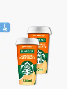 Flink Starbucks Caramel macchiato ijskoffie grande cup 330ml 2x aanbieding