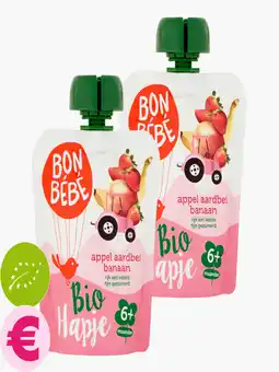 Flink Bon Bebe Fruithapje Appel Aardbei 6M Bio 90g 2x aanbieding