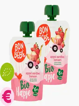 Flink Bon Bebe Fruithapje Appel Aardbei 6M Bio 90g 2x aanbieding