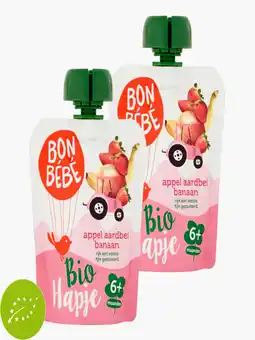 Flink Bon Bebe Fruithapje Appel Aardbei 6M Bio 90g 2x aanbieding