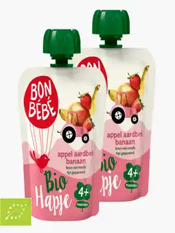 Flink Bon Bebe Fruithapje Appel Aardbei 6M Bio 90g 2x aanbieding