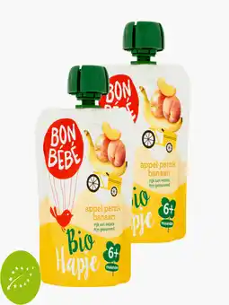 Flink Bon Bebe Fruithapje Appel Perzik Banaan 6M Bio 90g 2x aanbieding