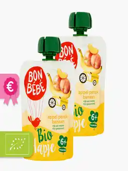 Flink Bon Bebe Fruithapje Appel Perzik Banaan 6M Bio 90g 2x aanbieding