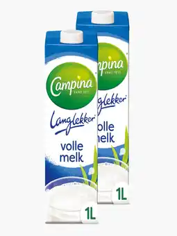 Flink Campina Melk vol 1l langlekker 2x aanbieding