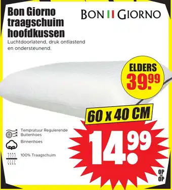 Dirk Bon giorno traagschuim hoofdkussen 60 x 40 cm aanbieding