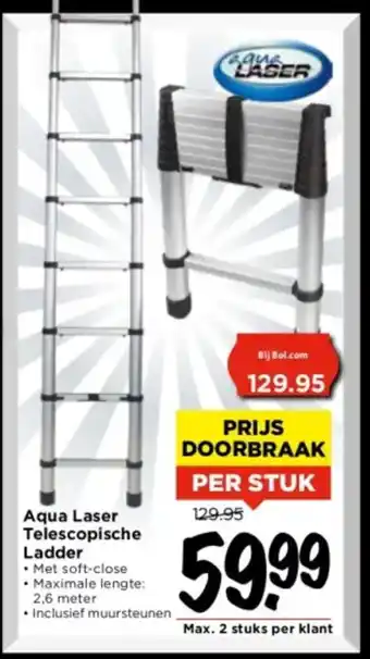 Vomar Voordeelmarkt Aqua laser telescopische ladder per stuk aanbieding