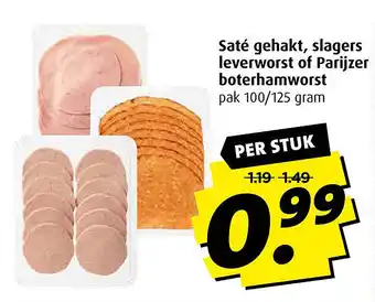 Boni Saté gehakt, slagers leverworst of Parijzer boterhamworst aanbieding