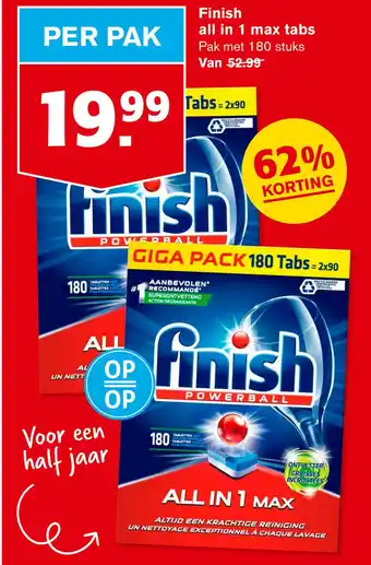 Hoogvliet Finish all in 1 max tabs aanbieding