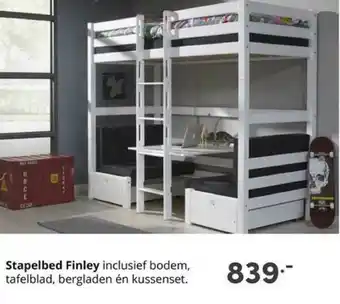 Baby & Tiener Stapelbed Finley Inclusief Bodem, Tafelblad, Bergladen Én Kussenset aanbieding