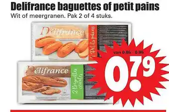 Dirk Delifrance Baguettes Of Petit Pains Wit Of Meergranen aanbieding