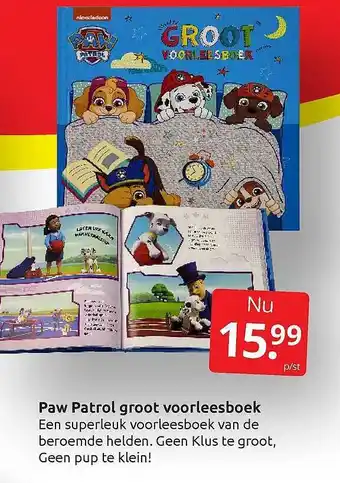 Boekenvoordeel Paw Patrol Groot Voorleesboek aanbieding