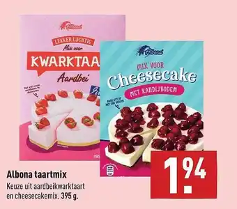 ALDI Albona Taartmix Aardbeikwarktaart En Cheesecakemix 395g aanbieding