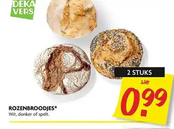 Dekamarkt Rozenbroodjes Wit, Donker Of Spelt aanbieding