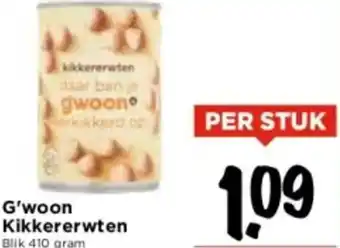 Vomar Voordeelmarkt G'woon Kikkererwten 410 gram aanbieding
