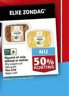 Hoogvliet Kipsaté Of Vrije Uitloop Ei Salade 50% Korting aanbieding