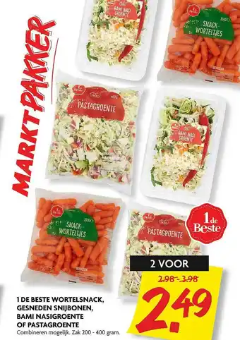 Dekamarkt 1 De Beste Wortelsnack, Gesneden Snijbonen, Bami Nasigroente Of Pastagroente aanbieding