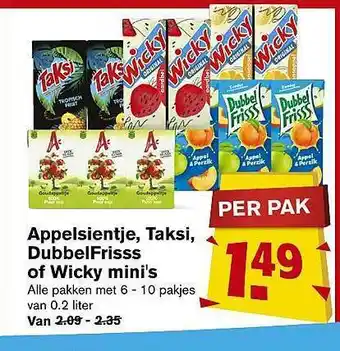 Hoogvliet Appelsientje, Taksi, DubbelFrisss Of Wicky Mini's aanbieding