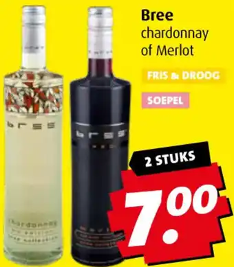 Boni Bree chardonnay of Merlot aanbieding