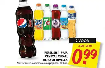 Dekamarkt Pepsi, Sisi, 7-Up, Crystal Clear, Hero Of Rivella aanbieding