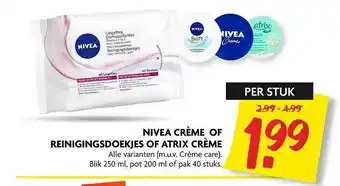 Dekamarkt Nivea Crème Of Reinigingsdoekjes Of Atrix Crème aanbieding