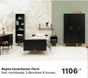 Baby & Tiener Bopita Tienerkamer Floris : Bed, Nachtkastje, 3-Deurskast & Bureau aanbieding