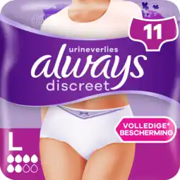 Jumbo Always Discreet Broekjes Voor Urineverlies Normal L 11 Stuks aanbieding