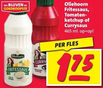 Nettorama Oliehoorn Fritessaus, Tomaten ketchup of Currysaus 465 ml. aanbieding