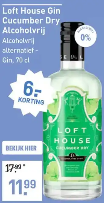 Gall & Gall Loft House Gin Cucumber Dry Alcoholvrij 70 cl aanbieding