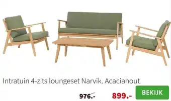 Intratuin 4-zits loungeset Narvik. Acaciahout aanbieding