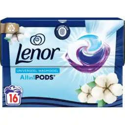 Jumbo Lenor Pods Katoen Fris Wascapsules Wasmiddel 16 Wasbeurten aanbieding