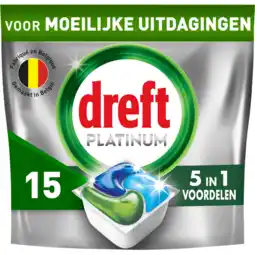 Jumbo Dreft Platinum Green Vaatwastabletten 15 Stuks aanbieding