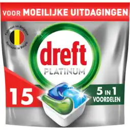 Jumbo Dreft Platinum Green Vaatwastabletten 15 Stuks aanbieding