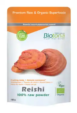 De Online Drogist Biotona Reishi 100% Raw Powder 150GR aanbieding