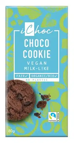 De Online Drogist iChoc Choco Cookie Melkchocoladereep 80GR aanbieding