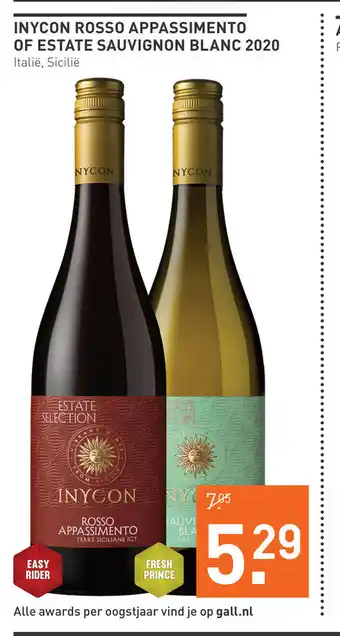 Gall & Gall Inycon Rosso Appassimento of Estate Sauvignon Blanc 2020 aanbieding