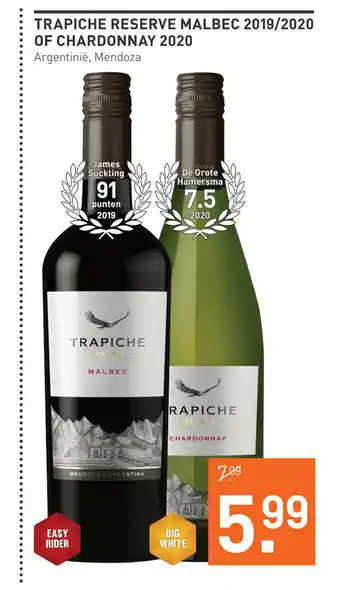 Gall & Gall Trapiche Reserve Malbec 2019/2020 of Chardonnay 2020 aanbieding