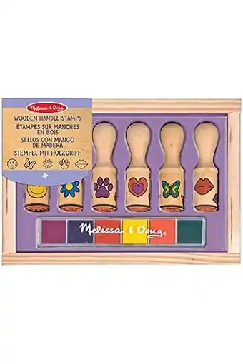 Amazon Melissa & Doug 12407 Happy Handles stempelset van hout, met sjablonen, meerkleurig aanbieding